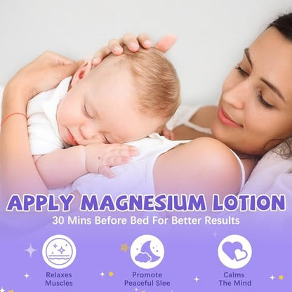 Leyoviz Magnesium Lotion für Kinder – Magnesiumcreme für Babys, reduziert Abendängste und verlängert Schlafdauer, mit Lavendel, Vitamin D3, K2, B6, melatonin-frei, für empfindliche Haut (118 ml)