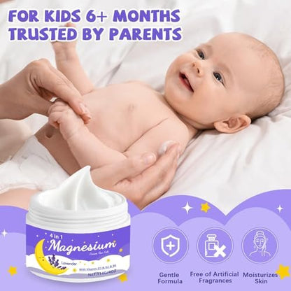 Leyoviz Magnesium Lotion für Kinder – Magnesiumcreme für Babys, reduziert Abendängste und verlängert Schlafdauer, mit Lavendel, Vitamin D3, K2, B6, melatonin-frei, für empfindliche Haut (118 ml)