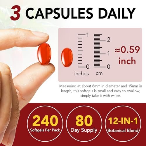 Cayenne Pfeffer Softgel-Kapseln | 12-in-1 pro Portion mit Vitamin D3, K2 & E | Unterstützt gesunde Durchblutung & tägliche Energie | Mit Weißdorn, Rote Bete & Kurkuma | 240 Kapseln