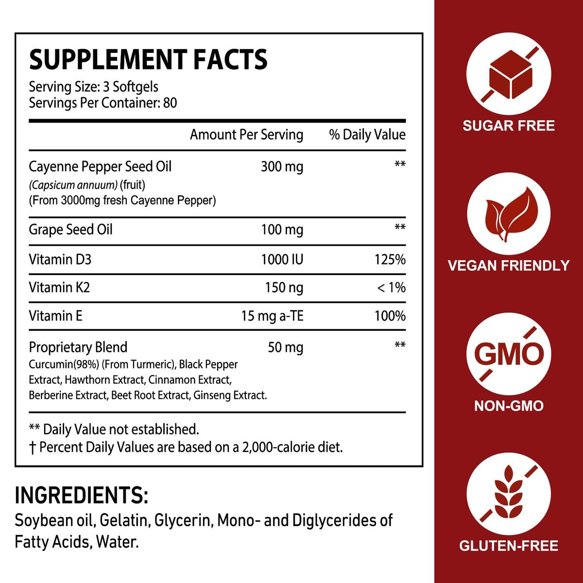 Cayenne Pfeffer Softgel-Kapseln | 12-in-1 pro Portion mit Vitamin D3, K2 & E | Unterstützt gesunde Durchblutung & tägliche Energie | Mit Weißdorn, Rote Bete & Kurkuma | 240 Kapseln