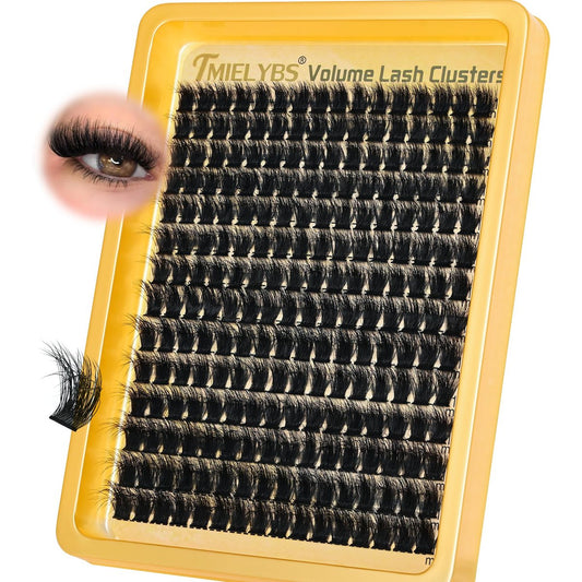 Wimperncluster 10-14mm Kurze Wimpernverlängerung 260D Dicke Wimperncluster Volumen D Gekräuselt Wispy Einzelwimpern 224 Stück Mink Kunstwimpern Weich DIY Wimpernverlängerung für Anfänger, von TMIELYBS
