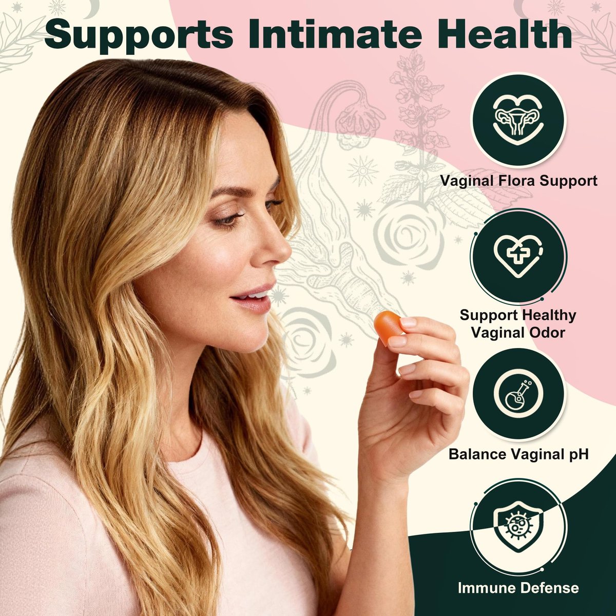Oneoo Feminine Balance Gummies – Premium Gummis für die pH-Gesundheit der Frau, Immun- und Energieunterstützung, vegan, glutenfrei, hawaiianische Ananas, 60 Stück
