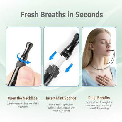 Quit Smoking Necklace mit Fidget Ring & Mint Pods – BreathHalo Raucherentwöhnungshilfe für Stress, Angst & achtsames Atmen, tragbarer Atem-Necklace für Fidget Relief & Rauchstopp