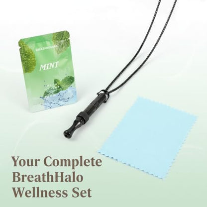 Quit Smoking Necklace mit Fidget Ring & Mint Pods – BreathHalo Raucherentwöhnungshilfe für Stress, Angst & achtsames Atmen, tragbarer Atem-Necklace für Fidget Relief & Rauchstopp