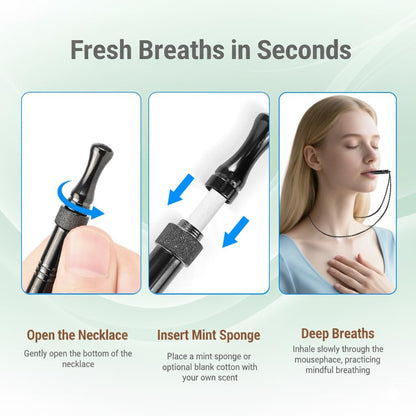 Quit Smoking Necklace mit Fidget Ring & Mint Pods – BreathHalo Raucherentwöhnungshilfe für Stress, Angst & achtsames Atmen, tragbarer Atem-Necklace für Fidget Relief & Rauchstopp
