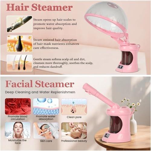 LKT COBTAC Haar-Dampfgerät 2-in-1 – Gesichts- und Haardampfer für Tiefenpflege zu Hause oder im kleinen Salon