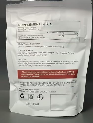 Enndppl Alter Knoblauch-Extrakt | Antioxidantien-Supplement für Immun- & Herzunterstützung | Nicht-GVO, Glutenfrei, Vegetarisch