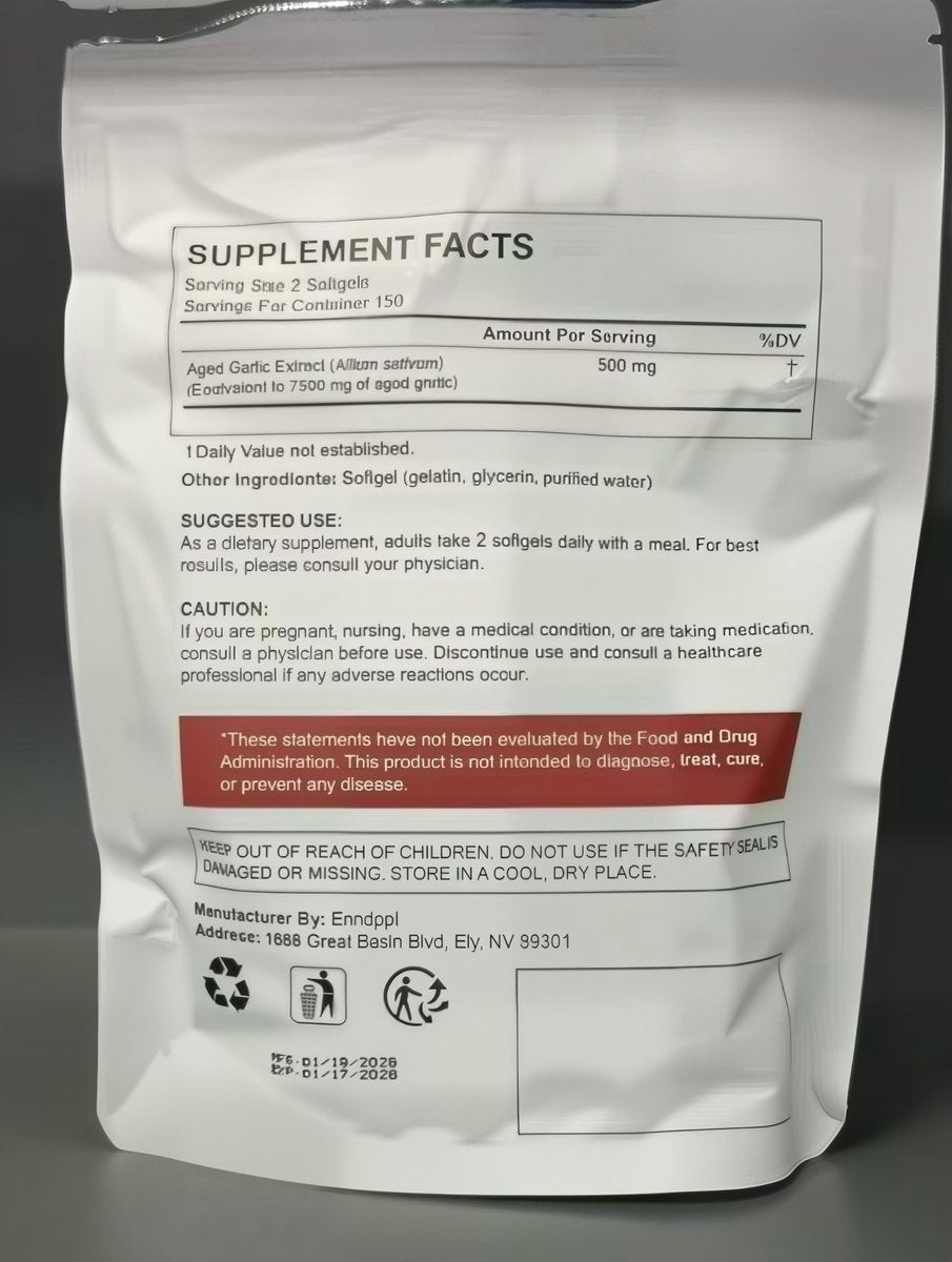 Enndppl Alter Knoblauch-Extrakt | Antioxidantien-Supplement für Immun- & Herzunterstützung | Nicht-GVO, Glutenfrei, Vegetarisch