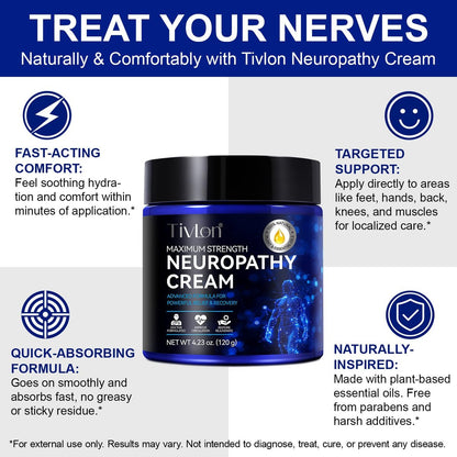 AUIWQWFI Neuropathie Nervenpflege Creme für Füße, Hände, Beine & Zehen – Schnell wirkend mit natürlichen Inhaltsstoffen gegen Kribbeln & Brennen, nicht fettend & kühlend für Komfort, 4,23 oz
