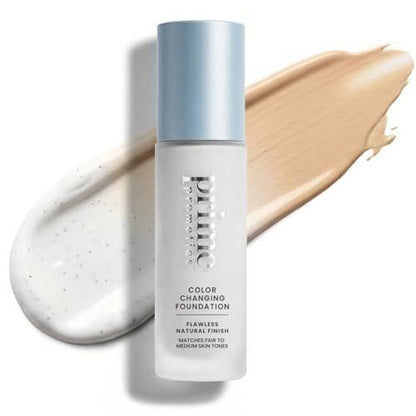 Prime Prometics Color Changing Foundation für reife Haut – Passt sich sofort Ihrem Hautton an – Aufbaubare leichte bis mittlere Deckkraft – 12 Stunden Halt – Natürlicher, dewy Finish – Hypoallergen