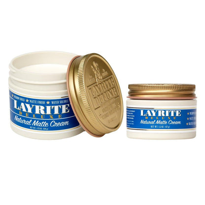Layrite Deluxe Natural Matte Cream 4.25 oz + Natural Matte Cream 1.5 oz 2er-Pack – Starke, matte Textur für jeden Haartyp