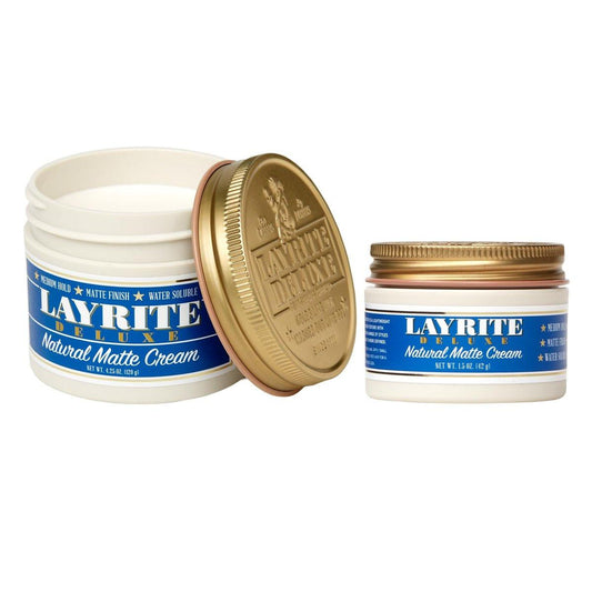 Layrite Deluxe Natural Matte Cream 4.25 oz + Natural Matte Cream 1.5 oz 2er-Pack – Starke, matte Textur für jeden Haartyp