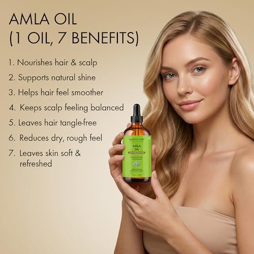 Majestic Pure Amla-Öl 118ml – Premium Trägeröl für Haarpflege, Kopfhautmassage & Hautpflege mit Pipette
