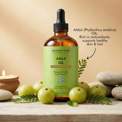 Majestic Pure Amla-Öl 118ml – Premium Trägeröl für Haarpflege, Kopfhautmassage & Hautpflege mit Pipette
