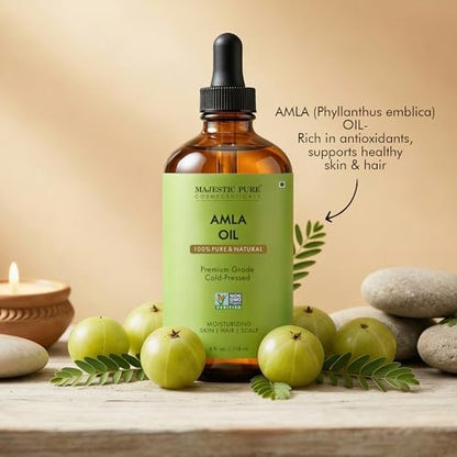 Majestic Pure Amla-Öl 118ml – Premium Trägeröl für Haarpflege, Kopfhautmassage & Hautpflege mit Pipette