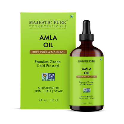 Majestic Pure Amla-Öl 118ml – Premium Trägeröl für Haarpflege, Kopfhautmassage & Hautpflege mit Pipette