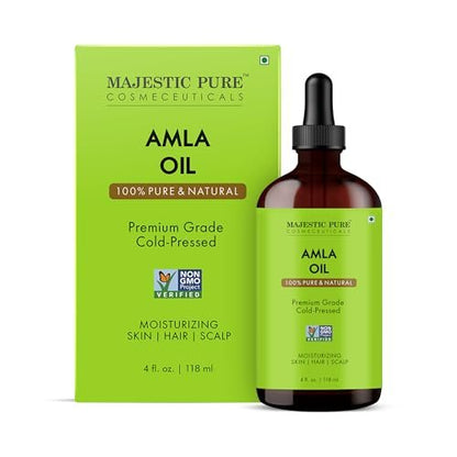 Majestic Pure Amla-Öl 118ml – Premium Trägeröl für Haarpflege, Kopfhautmassage & Hautpflege mit Pipette
