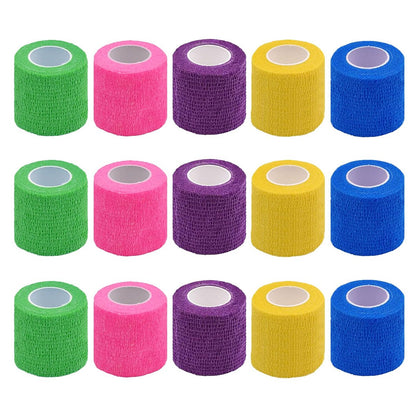 CIYAGPOOU Selbstklebender Verband, 2 Zoll 15er-Pack, elastische, flexible, kohäsive Bandagen, Sporttape, atmungsaktiv, 5 Yards, griffig, selbsthaftend