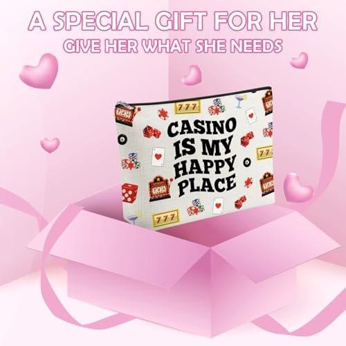 Casino Lover Geschenk für Frauen Make-up Tasche Spielautomaten Motiv Kosmetiktasche für Glücksspiel-Freunde Geburtstag Weihnachten Ruhestand Geschenk für Oma Freundin Reise Kulturbeutel