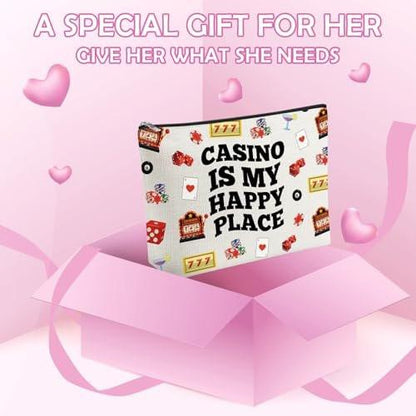 Casino Lover Geschenk für Frauen Make-up Tasche Spielautomaten Motiv Kosmetiktasche für Glücksspiel-Freunde Geburtstag Weihnachten Ruhestand Geschenk für Oma Freundin Reise Kulturbeutel