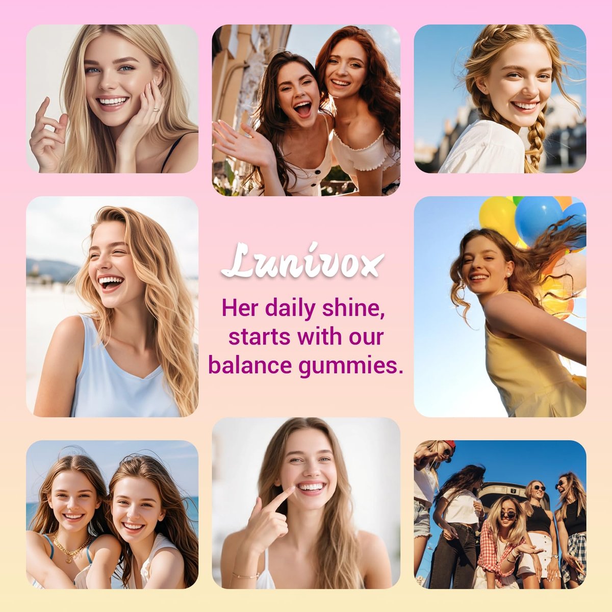 Lunivox Her Juicy Feminine Probiotika Gummis für Frauen mit Präbiotika & Ulmenrinde – Unterstützt pH-Gleichgewicht, Darmgesundheit & Immunsystem – Ananasgeschmack, 60 Stück