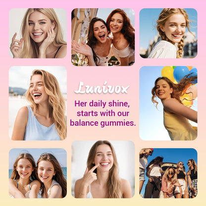 Lunivox Her Juicy Feminine Probiotika Gummis für Frauen mit Präbiotika & Ulmenrinde – Unterstützt pH-Gleichgewicht, Darmgesundheit & Immunsystem – Ananasgeschmack, 60 Stück