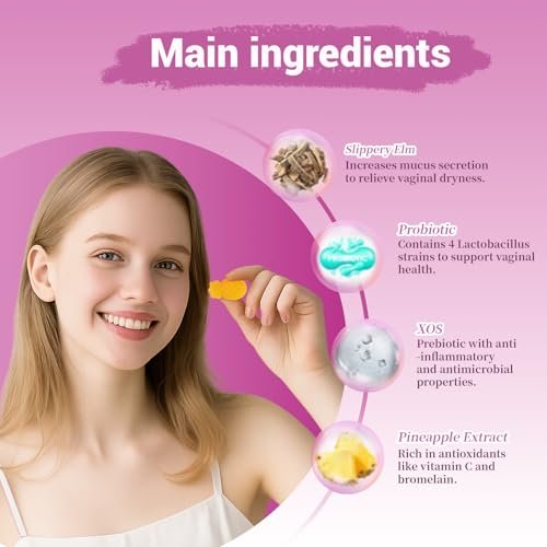 Lunivox Her Juicy Feminine Probiotika Gummis für Frauen mit Präbiotika & Ulmenrinde – Unterstützt pH-Gleichgewicht, Darmgesundheit & Immunsystem – Ananasgeschmack, 60 Stück