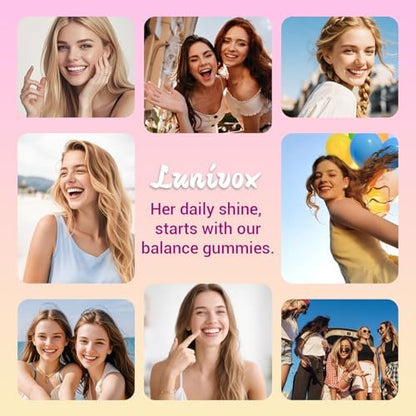 Lunivox Her Juicy Feminine Probiotika Gummis für Frauen mit Präbiotika & Ulmenrinde – Unterstützt pH-Gleichgewicht, Darmgesundheit & Immunsystem – Ananasgeschmack, 60 Stück