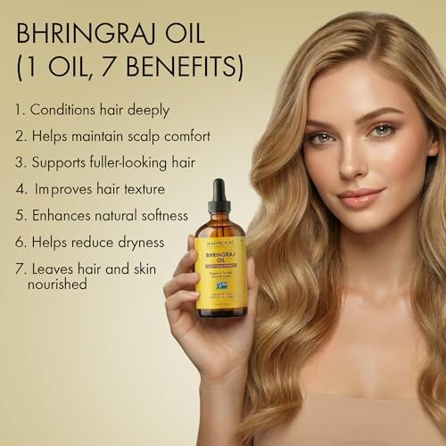Majestic Pure Bhringraj Premium Trägeröl 118ml mit Pipette für Haarpflege, Kopfhautmassage & Hautpflege