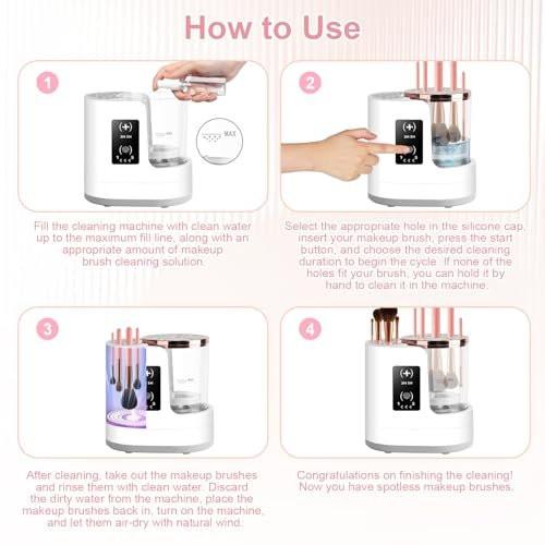 3-in-1 Elektrischer Make-up-Pinselreiniger & Trockner mit automatischer Reinigungs- und Trocknungsfunktion, tragbarer USB-Design mit Smart-Touch-Steuerung, perfektes Geschenk für Make-up-Liebhaber