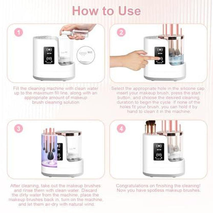 3-in-1 Elektrischer Make-up-Pinselreiniger & Trockner mit automatischer Reinigungs- und Trocknungsfunktion, tragbarer USB-Design mit Smart-Touch-Steuerung, perfektes Geschenk für Make-up-Liebhaber