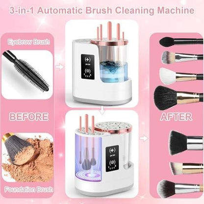 3-in-1 Elektrischer Make-up-Pinselreiniger & Trockner mit automatischer Reinigungs- und Trocknungsfunktion, tragbarer USB-Design mit Smart-Touch-Steuerung, perfektes Geschenk für Make-up-Liebhaber