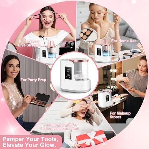 3-in-1 Elektrischer Make-up-Pinselreiniger & Trockner mit automatischer Reinigungs- und Trocknungsfunktion, tragbarer USB-Design mit Smart-Touch-Steuerung, perfektes Geschenk für Make-up-Liebhaber