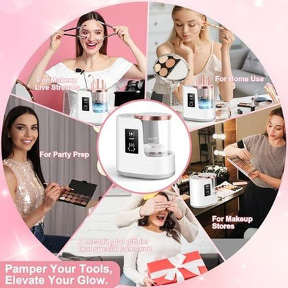 3-in-1 Elektrischer Make-up-Pinselreiniger & Trockner mit automatischer Reinigungs- und Trocknungsfunktion, tragbarer USB-Design mit Smart-Touch-Steuerung, perfektes Geschenk für Make-up-Liebhaber