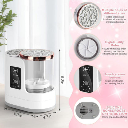 3-in-1 Elektrischer Make-up-Pinselreiniger & Trockner mit automatischer Reinigungs- und Trocknungsfunktion, tragbarer USB-Design mit Smart-Touch-Steuerung, perfektes Geschenk für Make-up-Liebhaber