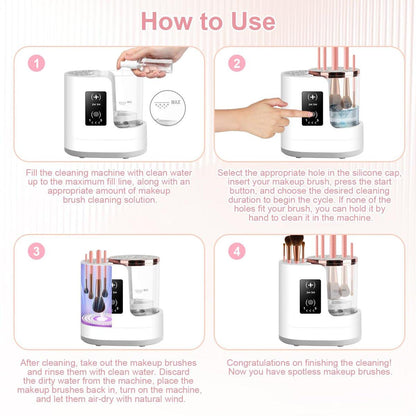 3-in-1 Elektrischer Make-up-Pinselreiniger & Trockner mit automatischer Reinigungs- und Trocknungsfunktion, tragbarer USB-Design mit Smart-Touch-Steuerung, perfektes Geschenk für Make-up-Liebhaber