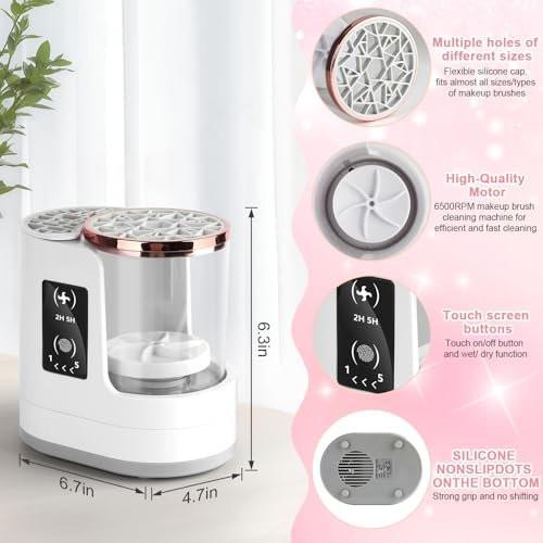 3-in-1 Elektrischer Make-up-Pinselreiniger & Trockner mit automatischer Reinigungs- und Trocknungsfunktion, tragbarer USB-Design mit Smart-Touch-Steuerung, perfektes Geschenk für Make-up-Liebhaber
