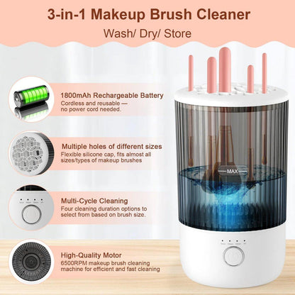 Elektrischer Make-up-Pinselreiniger, 6500 U/min, Automatischer Make-up-Pinselreinigungsmaschine, Tragbares Design mit 1800 mAh Akku, Perfektes Geschenk für Make-up-Liebhaber