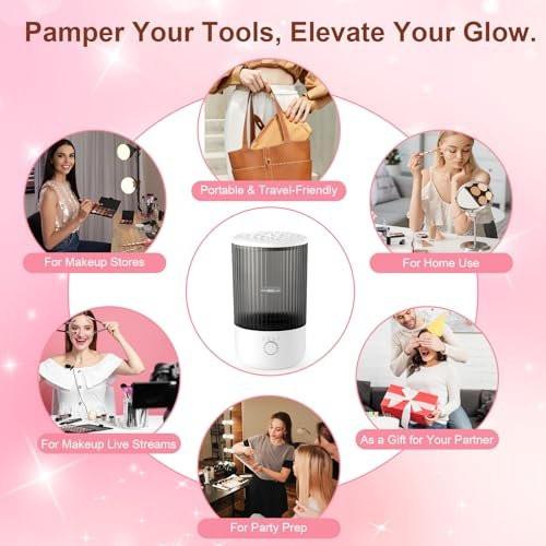 Elektrischer Make-up-Pinselreiniger, 6500 U/min, Automatischer Make-up-Pinselreinigungsmaschine, Tragbares Design mit 1800 mAh Akku, Perfektes Geschenk für Make-up-Liebhaber