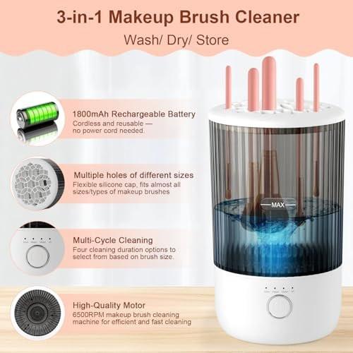 Elektrischer Make-up-Pinselreiniger, 6500 U/min, Automatischer Make-up-Pinselreinigungsmaschine, Tragbares Design mit 1800 mAh Akku, Perfektes Geschenk für Make-up-Liebhaber