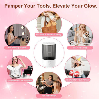 Elektrischer Make-up-Pinselreiniger, 6500 U/min, Automatischer Make-up-Pinselreinigungsmaschine, Tragbares Design mit 1800 mAh Akku, Perfektes Geschenk für Make-up-Liebhaber