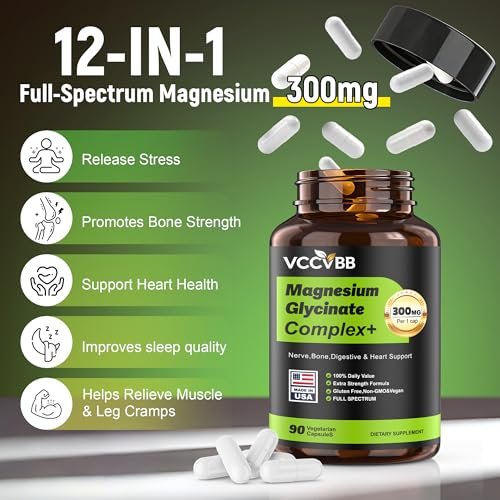 Magnesium Komplex – Magnesium Glycinat, Elementares Magnesium mit Oxid, Taurat, Citrat, Orotat & Aspartat – Unterstützt Muskelentspannung, Herzgesundheit, Schlaf & Energie | Vegan (300 mg)
