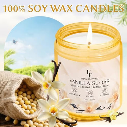 Vanillezucker-Duftkerze aus natürlichem Sojawachs, 100 Stunden Brenndauer, 2er-Pack à 7 oz