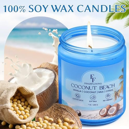 Coconut Beach Duftkerze, natürliche Sojawachs-Kerze für Zuhause, 100 Stunden Brenndauer, Geschenk für Frauen und Männer, 2er-Pack à 198 g
