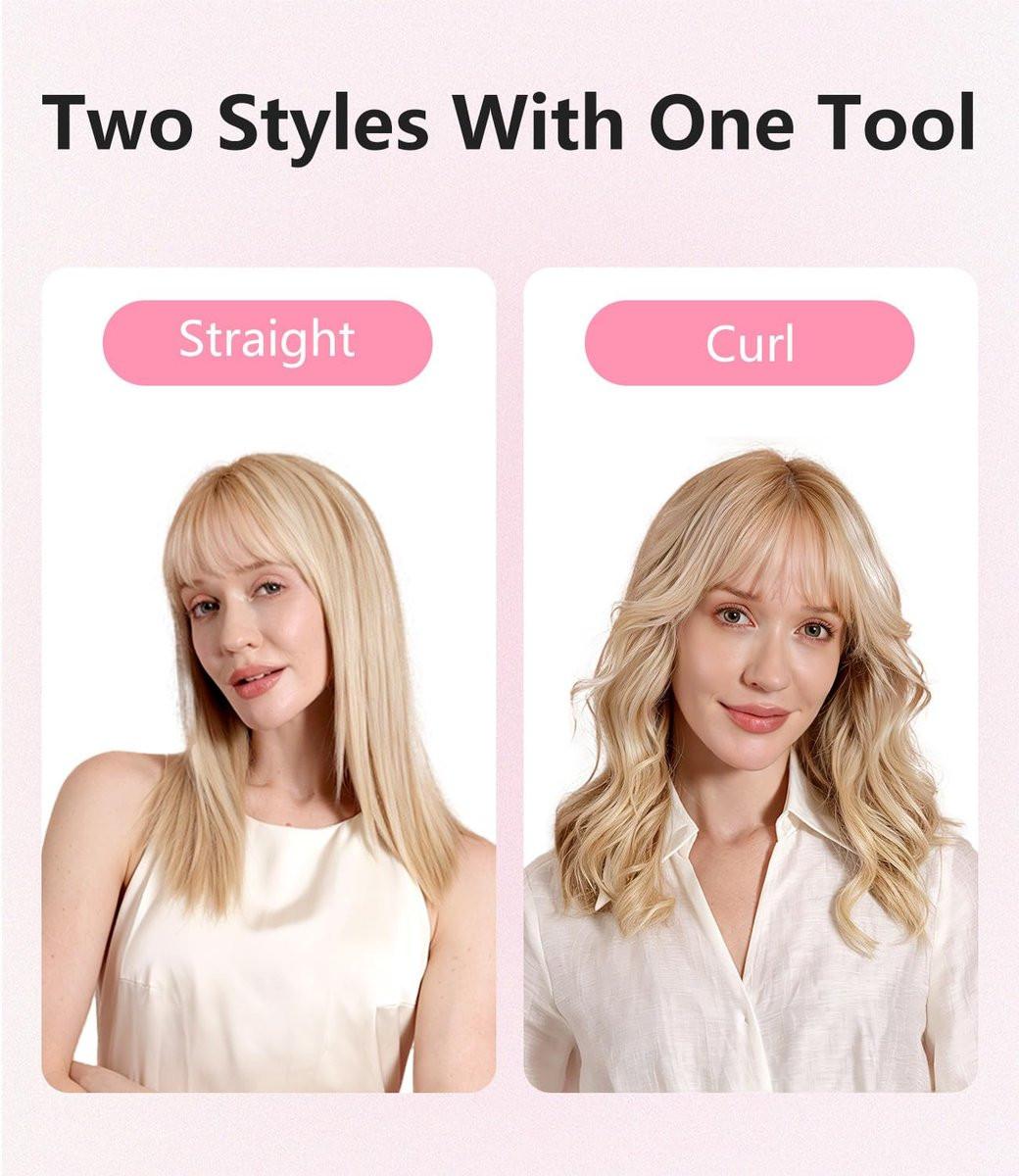 FORLIFA 0,6-Zoll Glätteisen mit 360° Kaltluftstyler, 2-in-1 Haarglätter und Lockenstab für kurzes Haar, Pixie Cut und Pony, Kaltlocken-Stift-Haareisen