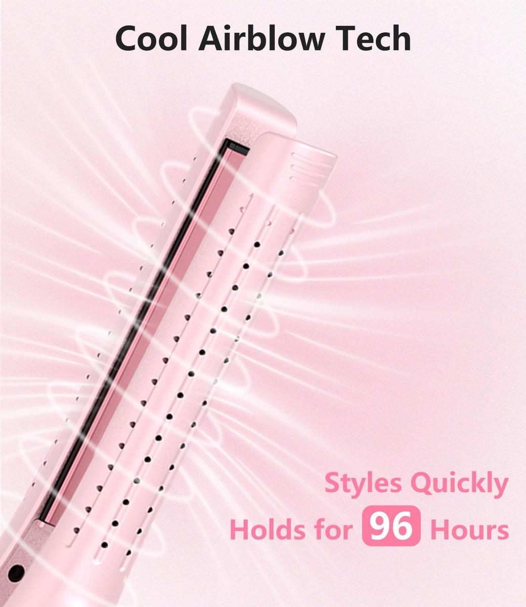 FORLIFA 0,6-Zoll Glätteisen mit 360° Kaltluftstyler, 2-in-1 Haarglätter und Lockenstab für kurzes Haar, Pixie Cut und Pony, Kaltlocken-Stift-Haareisen