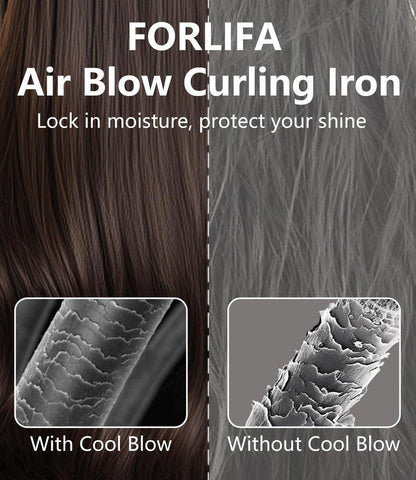 FORLIFA 0,6-Zoll Glätteisen mit 360° Kaltluftstyler, 2-in-1 Haarglätter und Lockenstab für kurzes Haar, Pixie Cut und Pony, Kaltlocken-Stift-Haareisen