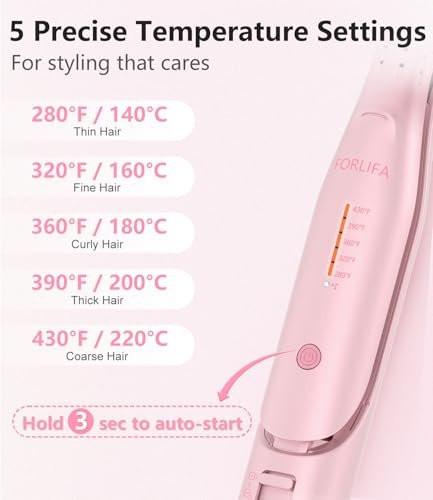 FORLIFA 0,6-Zoll Glätteisen mit 360° Kaltluftstyler, 2-in-1 Haarglätter und Lockenstab für kurzes Haar, Pixie Cut und Pony, Kaltlocken-Stift-Haareisen