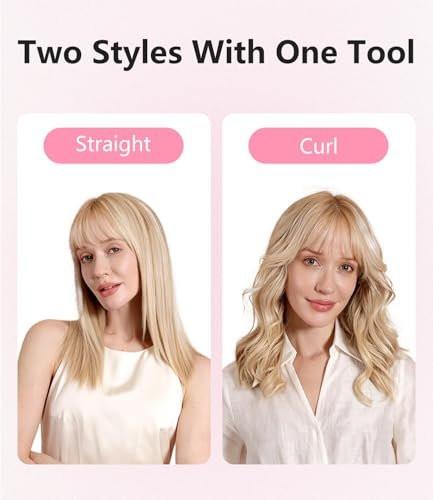 FORLIFA 0,6-Zoll Glätteisen mit 360° Kaltluftstyler, 2-in-1 Haarglätter und Lockenstab für kurzes Haar, Pixie Cut und Pony, Kaltlocken-Stift-Haareisen