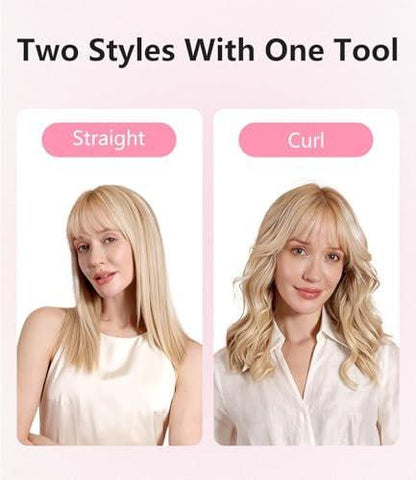FORLIFA 0,6-Zoll Glätteisen mit 360° Kaltluftstyler, 2-in-1 Haarglätter und Lockenstab für kurzes Haar, Pixie Cut und Pony, Kaltlocken-Stift-Haareisen